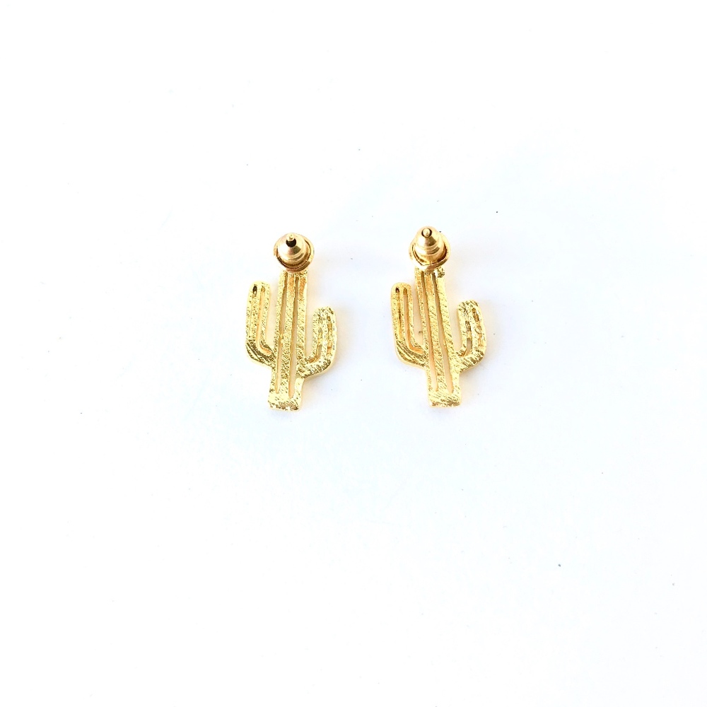 2 for $18 Cactus Stud Earring in Gold - Picture 4 of 4